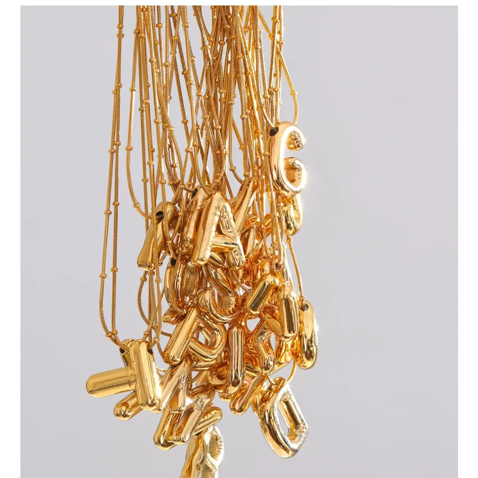 Waterproof 26 English Letter Initial Name Pendant Necklace Stainless Steel 18K PVD Plated A to Z Charm Jewelry Wholesale
