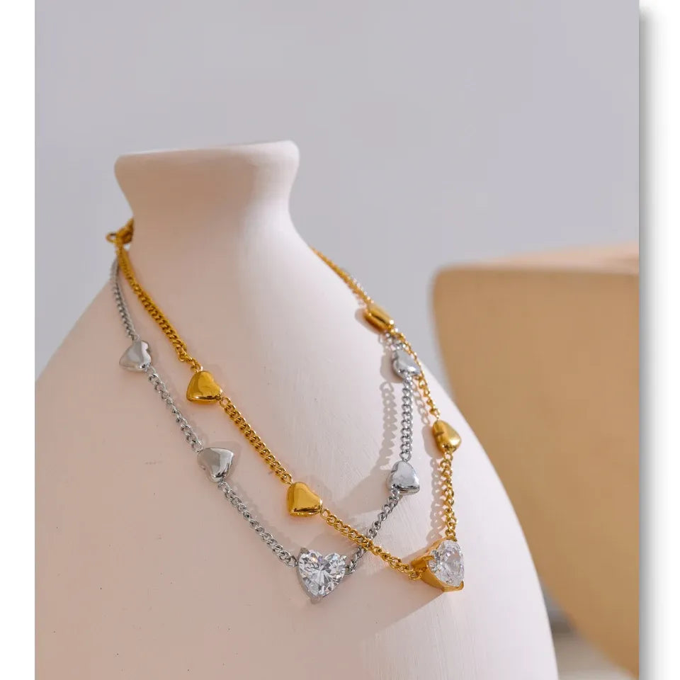 Zirconia Heart Anklet – Gold Plated Stainless Steel