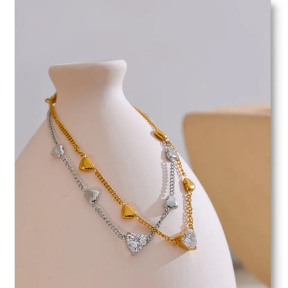 Zirconia Heart Anklet – Gold Plated Stainless Steel