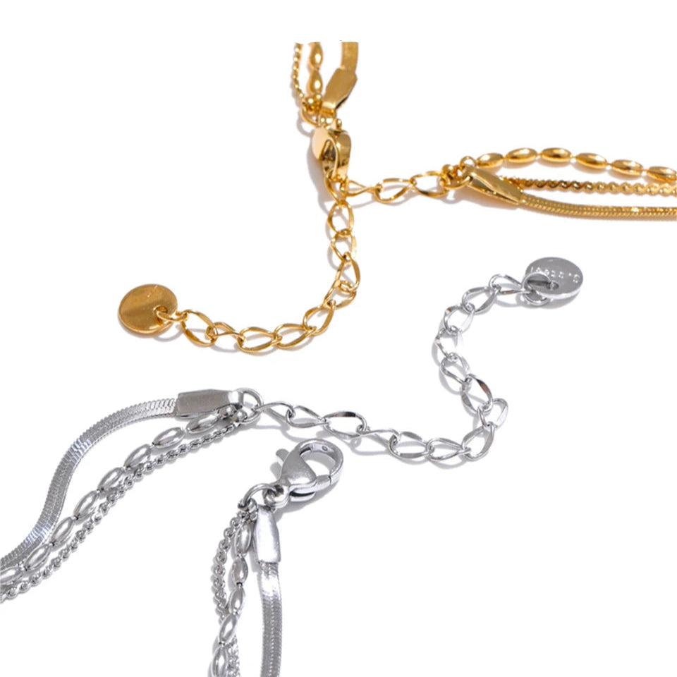 Chic Gold Plated Stainless Steel Layered Necklace – Minimalist Style