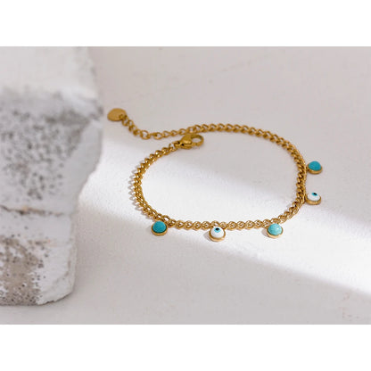 Gold Eye Charm Bracelet – Stainless Steel Waterproof Trendy Jewelry