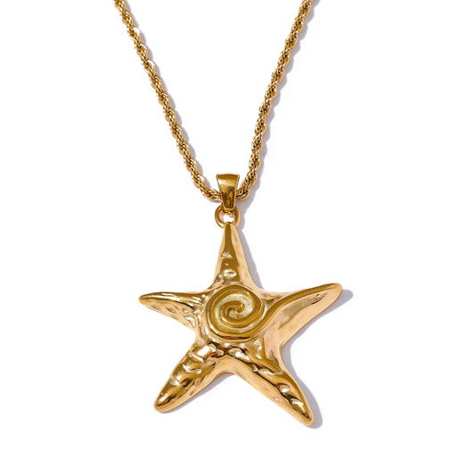 Handcrafted Gold Starfish Pendant Necklace – Ocean-Themed Jewelry