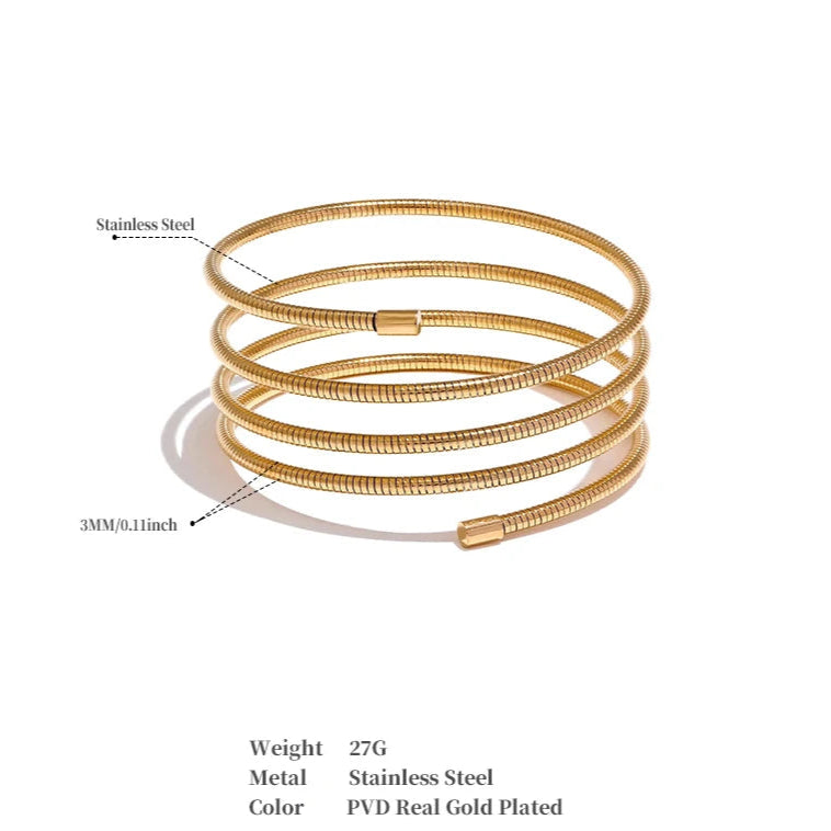Layered Statement Bracelet – Gold Plated Stainless Steel Waterproof