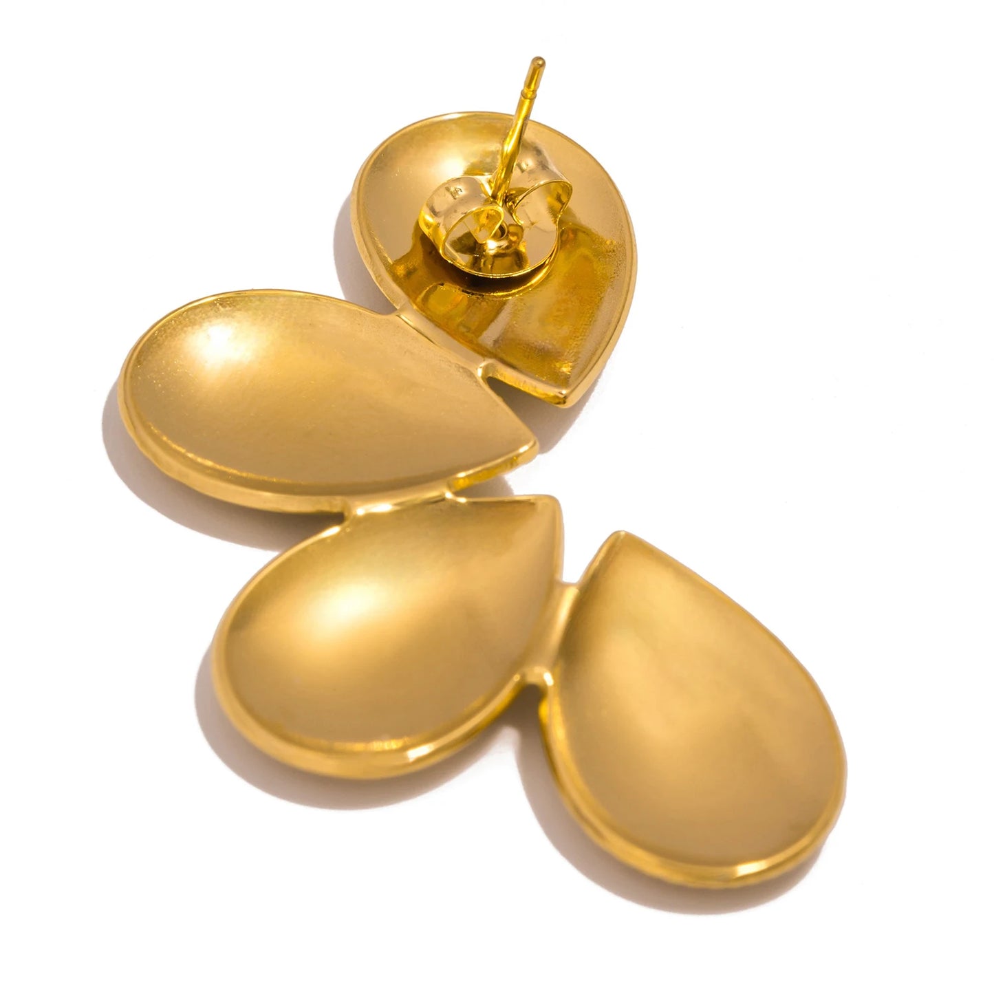 Elegant Geometric Flower Stainless Steel Earrings for Women Smooth Gold Plated Exquisite Jewelry