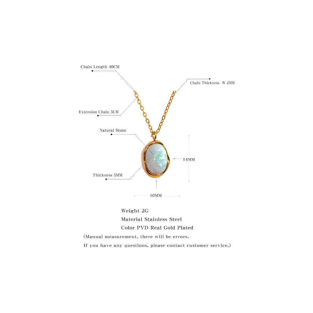 Dainty Opal Stone Necklace – 18K Gold Chain