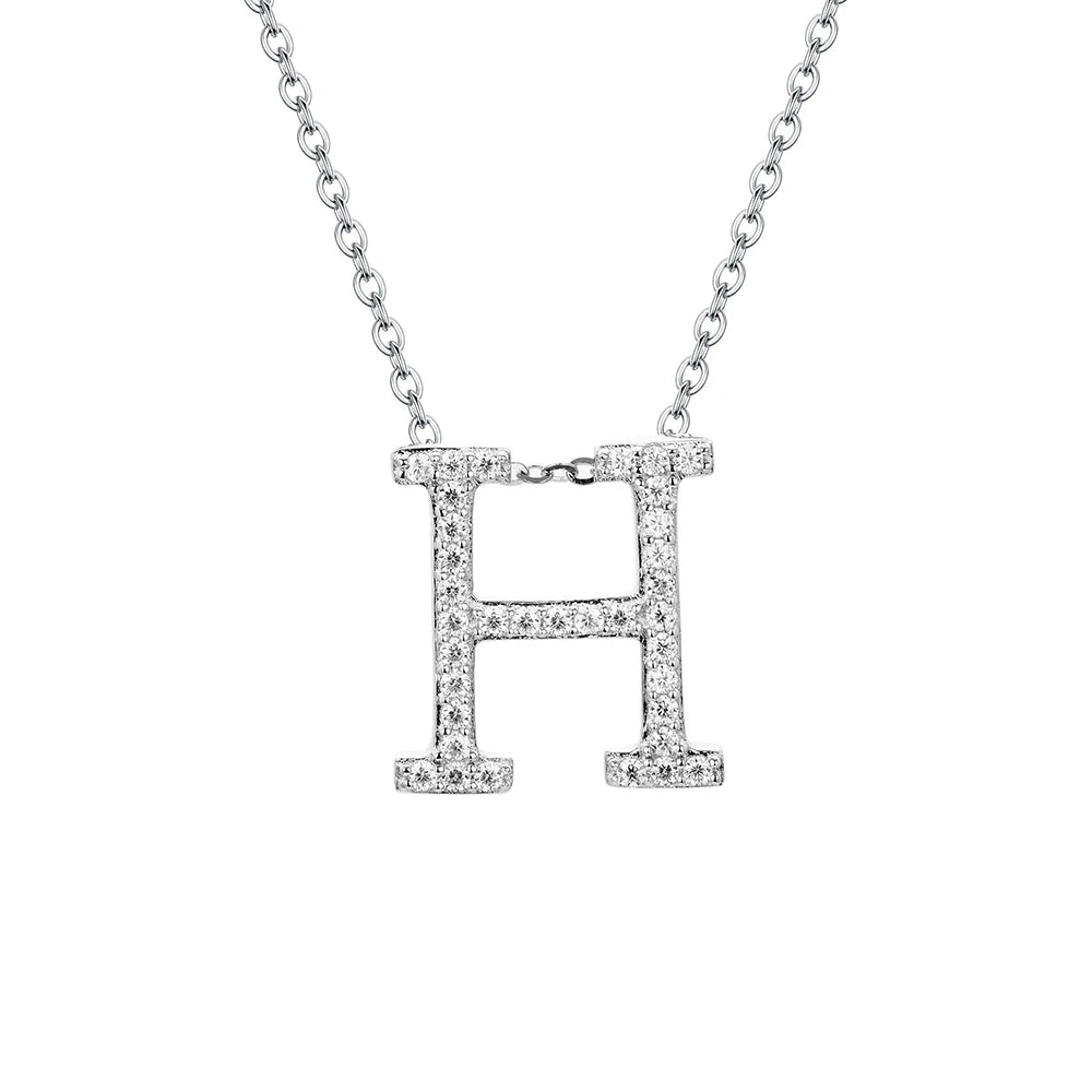 Valentine's Day Gift  - Letter Necklaces Pendants 100% 925 Sterling Silver Unisex (D VVS1 Colour Moissanite)Jewelry