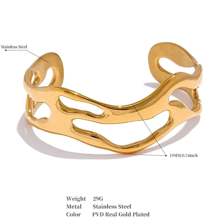 Golden Statement Cuff – 18K Gold Plated Stainless Steel Bracelet