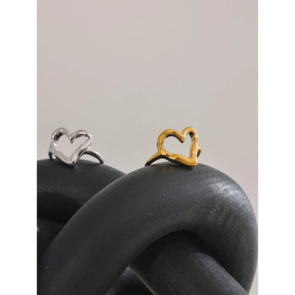 Luxe Jewels Women’s Stainless Steel Heart Love Ring - 18K Gold Plated Jewelry