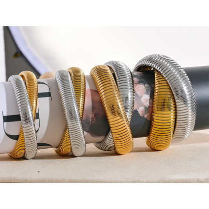 Elastic Punk Bracelet – 18K Gold Plated Stainless Steel Bangle