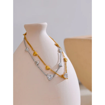 Zirconia Heart Anklet – Gold Plated Stainless Steel