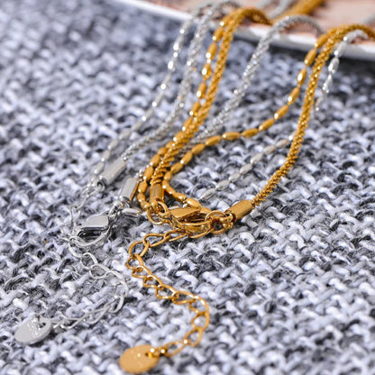 Chic Beaded Double Layer Necklace – Gold Stainless Steel Collar