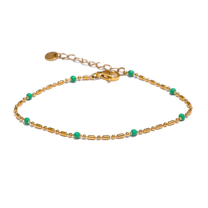 Colorful Enamel Bead Bracelet – 18K Gold Plated Stainless Steel