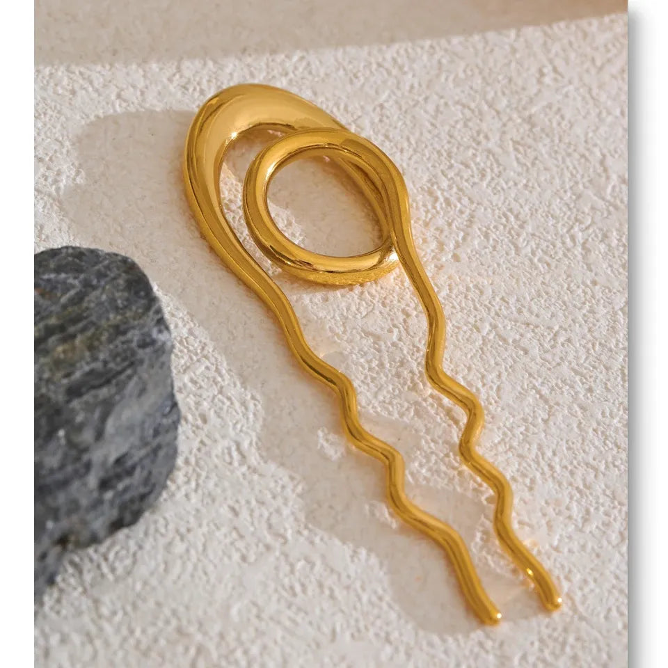 Geometric Metal Hairpin – Gold/Silver Stainless Steel Accessory
