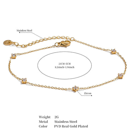 Cubic Zirconia Jewelry Set – Stainless Steel Necklace - Bracelet & Anklet