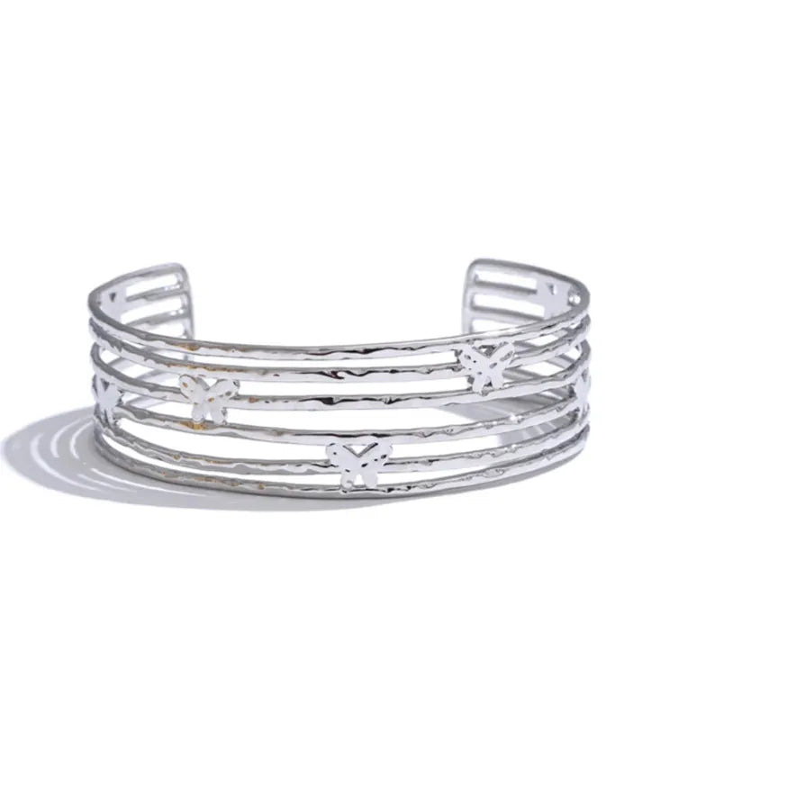 Butterfly Cuff Bracelet – Gold-Plated Stainless Steel Wide Open Bangle