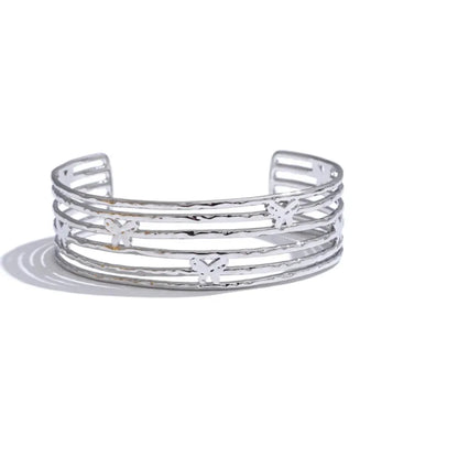 Butterfly Cuff Bracelet – Gold-Plated Stainless Steel Wide Open Bangle