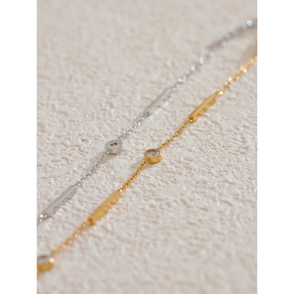 Zircon Thin Chain Charm Bracelet – 316L Stainless Steel