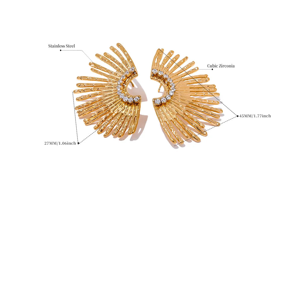 Premium Zircon Gold Plated Stud Earrings – Stylish & Elegant Design