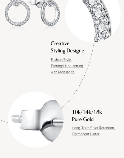 Moissanite Stud Earrings for Women - 925 Sterling Silver