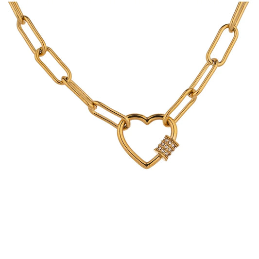 Dainty Heart CZ Necklace – 14K Gold Plated Romantic Choker Jewelry