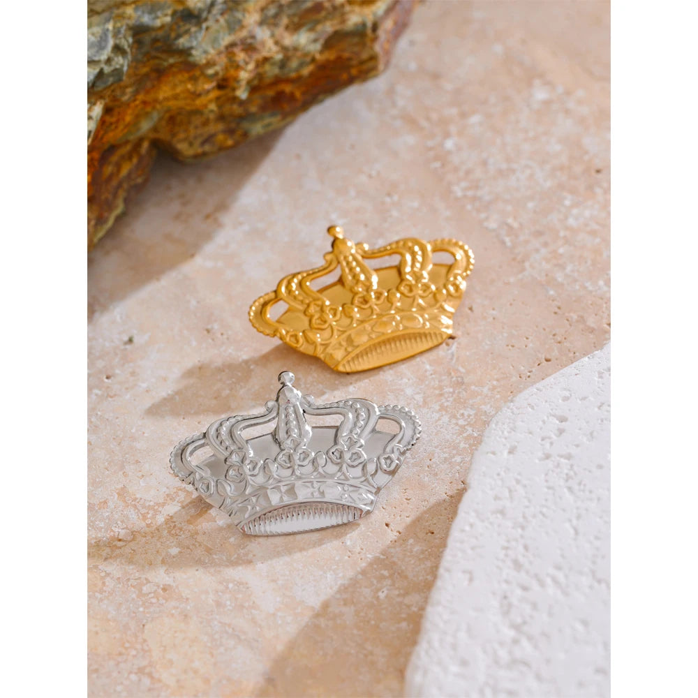 Crown Brooch Pin – Gold-Plated Stainless Steel Rust-Proof Accessory