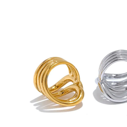 Luxe Jewels Gold Plated Stylish Unique Design Stainless Steel Ring – 18K Gold Plated Waterproof Jewellery