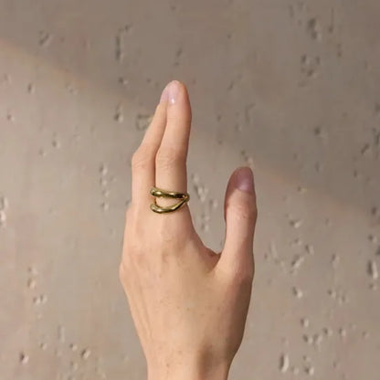 Luxe Jewels Stainless Steel Double Layer Cast Ring - 18K Real Gold Plated Waterproof Jewellery