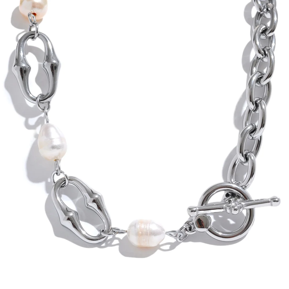 Natural Pearl Toggle Bracelet – 316L Stainless Steel, Waterproof