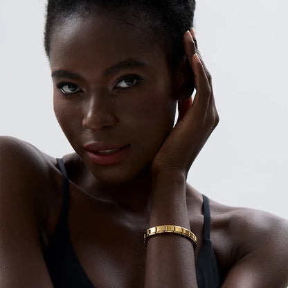 Square Elastic Bracelet – 316 Stainless Steel - 18K Gold Plated