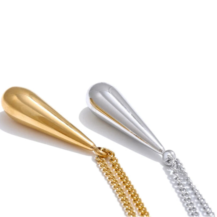 Minimalist Water Drop Pendant Necklace – Gold Stainless Steel