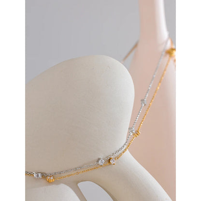 Cubic Zirconia Jewelry Set – Stainless Steel Necklace - Bracelet & Anklet