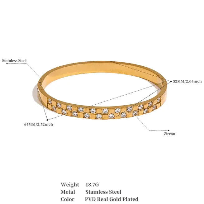 Shiny Cubic Zirconia Wide Bangle – Gold & Silver