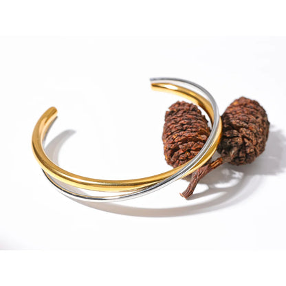 Double Color Geometric Cuff – 18K Gold Plated Stainless Steel