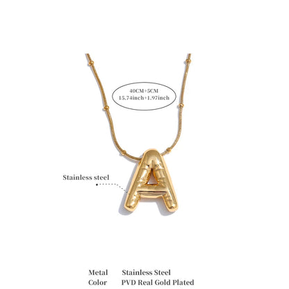 Waterproof 26 English Letter Initial Name Pendant Necklace Stainless Steel 18K PVD Plated A to Z Charm Jewelry Wholesale