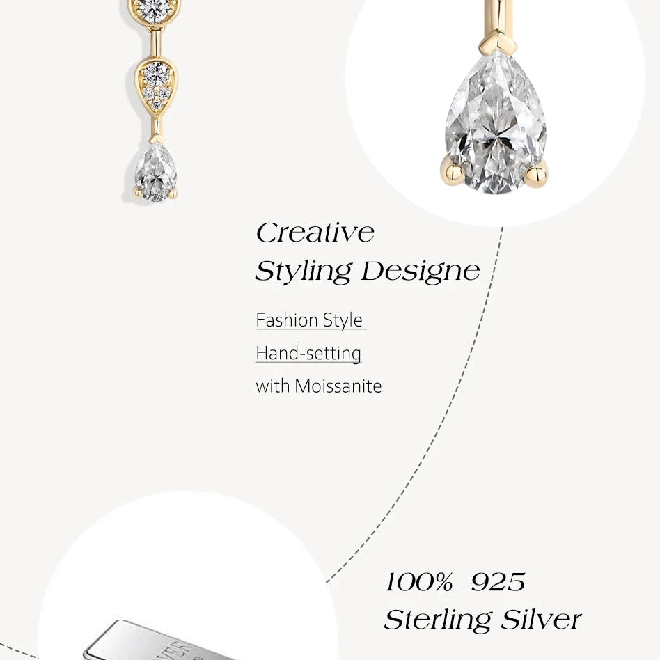 Premium Water Drop Moissanite Necklace Y Shape S925 Sterling Silver Elegant Chain