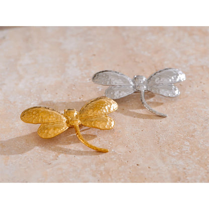 Dragonfly Brooch – Waterproof Gold-Plated Stainless Steel Pin