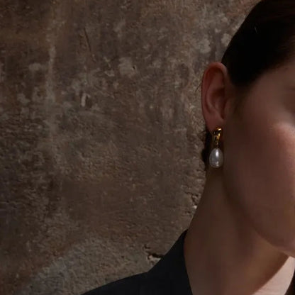 Pearl Drop Elegant Earrings Stylish Stainless Steel Versatile Daily Jewelry