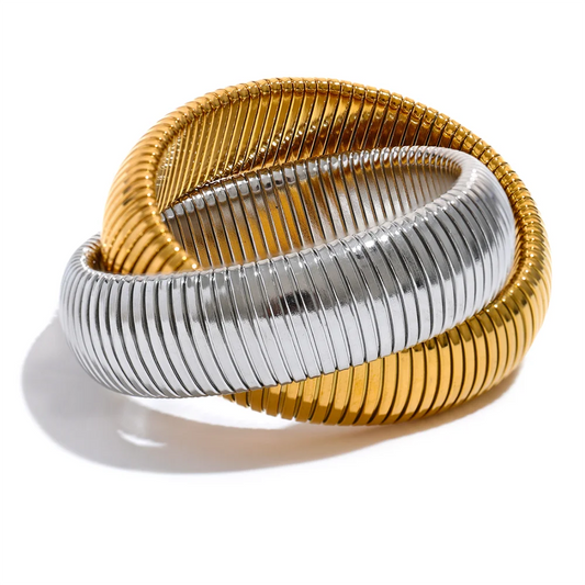 Elastic Punk Bracelet – 18K Gold Plated Stainless Steel Bangle
