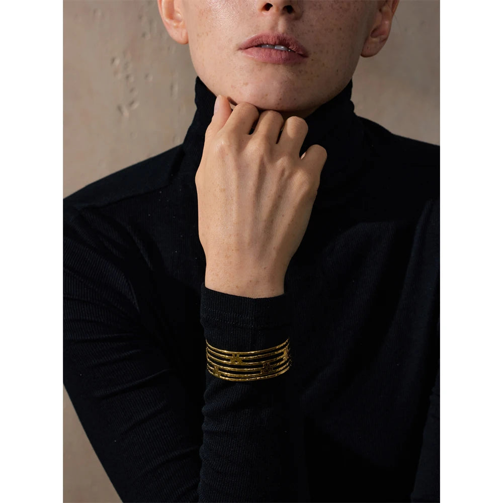 Butterfly Cuff Bracelet – Gold-Plated Stainless Steel Wide Open Bangle