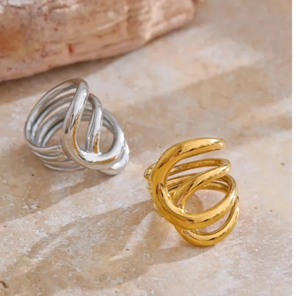 Luxe Jewels Gold Plated Stylish Unique Design Stainless Steel Ring – 18K Gold Plated Waterproof Jewellery