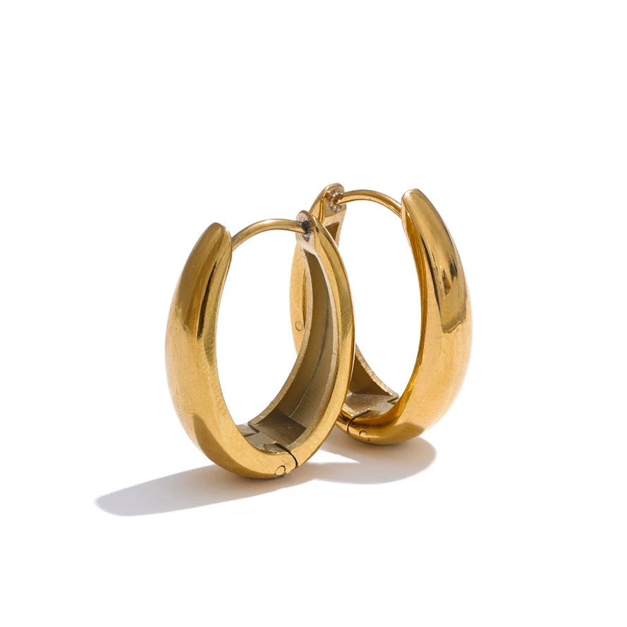 316L Stainless Steel Geometric U-Shape Hoop Earrings 18K Gold PVD Plated Popular Waterproof Jewelry