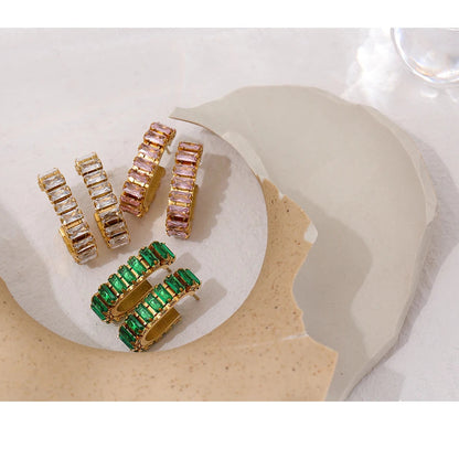 Stainless Steel Cubic Zirconia Earrings Jewelry