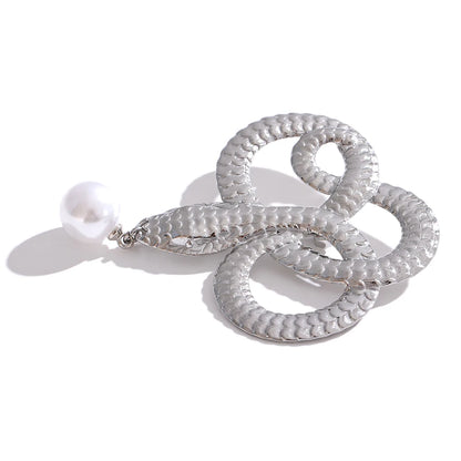 Snake Drop Pearl Brooch – 316L Stainless Steel Gold-Plated Pin