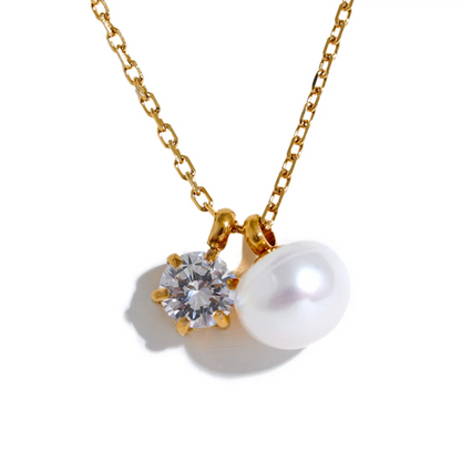 Cubic Zirconia Pearl Pendant Necklace – Timeless Gold Plated Jewelry