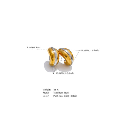 Glossy Stainless Steel C-Shape Waterproof Earrings Versatile everyday Attractive Jewelry