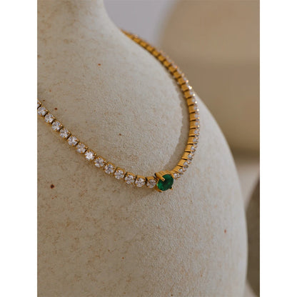 2MM Cubic Zirconia Charm Bracelet – 18K Gold Plated Stainless Steel