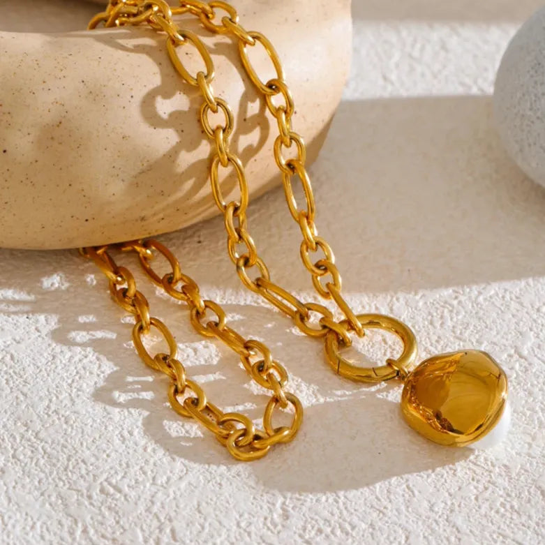 50CM Baroque Pearl Pendant Necklace – Gold Stainless Steel