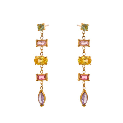 Colorful Cubic Zirconia Drop Earrings – Gold Plated, Tarnish-Free Jewelry