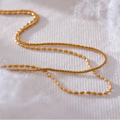 Chic Beaded Double Layer Necklace – Gold Stainless Steel Collar