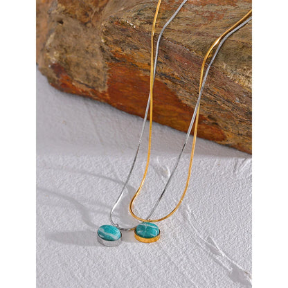 Amazonite Natural Stone Pendant Necklace – Gold and Silver Plated Chain